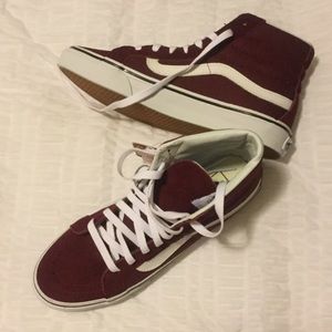 Maroon Vans Sk8 Hi Slim Classics