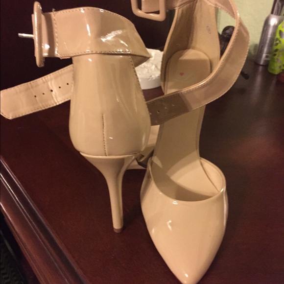Nude heels with ankle strap