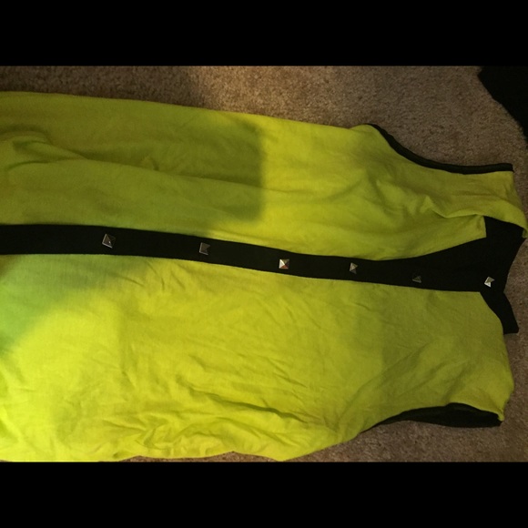 Green/yellow studded button shirt