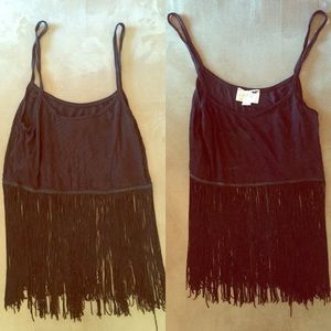 Black crop top fray