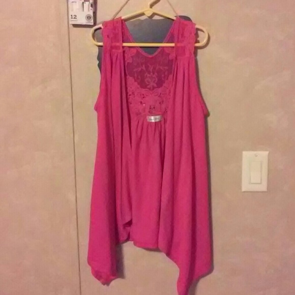 Pink sleeveless cardigan