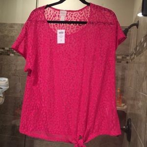 Hit pink animal print lace top