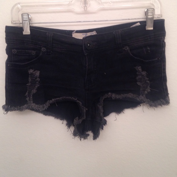 Black denim shorts