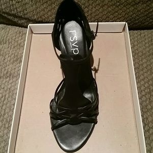 Sexy Black Leather Strappy Sandal