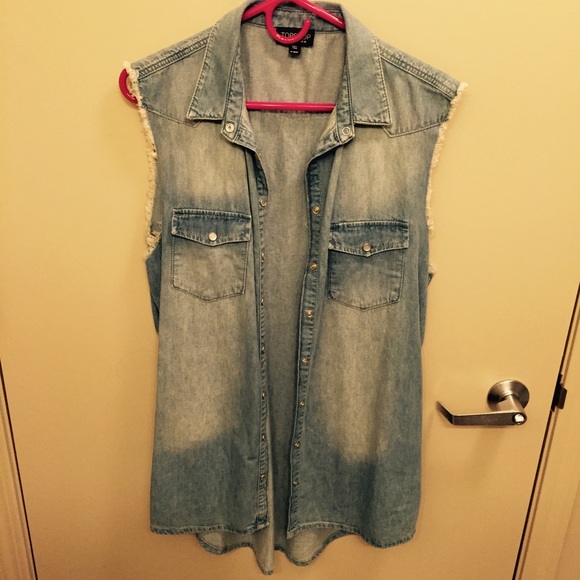 Topshop Denim Sleeveless Shirt