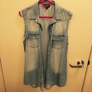 Topshop Denim Sleeveless Shirt