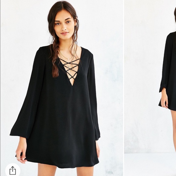 Lace up long sleeve dress