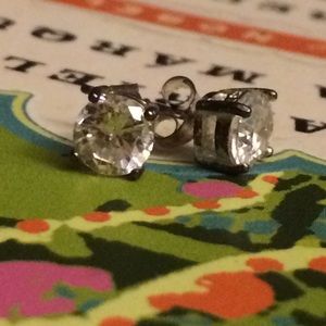 Cubic zirconia sterling silver posts