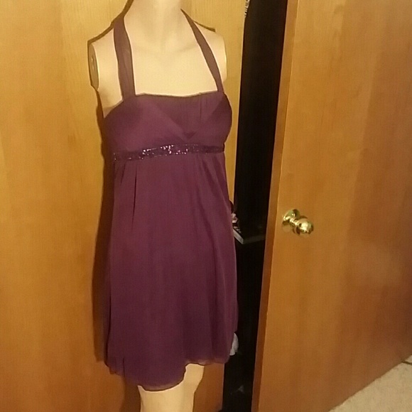 purple halter dress