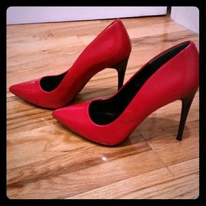 DMSX red patent leather stiletto pumps