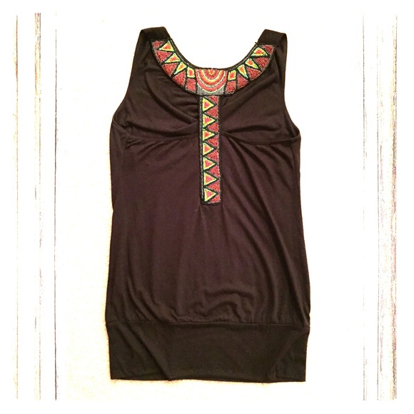 Silence + Noise Beaded Back Black Top - Picture 1 of 4