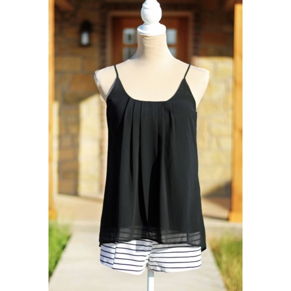 Boutique Black Chiffon Tank - Picture 2 of 3
