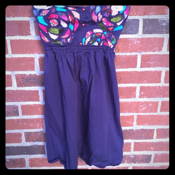 Judith March blue strapless with flower print