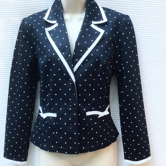Live a Little Jackets & Blazers - Never Worn Navy Polka Dot Blazer Size S