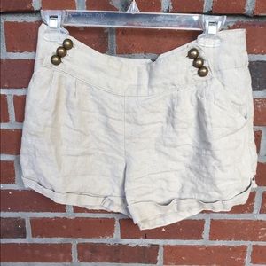 Love21 beige shorts with brass buttons