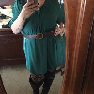 Plus size emerald dress with tights!