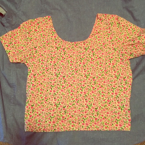American Apparel print cotton spandex crop tee