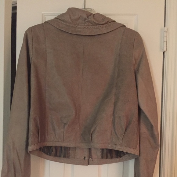 Taupe genuine leather jacket - Picture 3 of 3