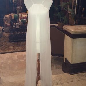 Formal white maxi angel wing dress