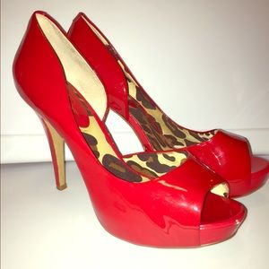 Jessica Simpson Patent Leather Peeptoe Platforms