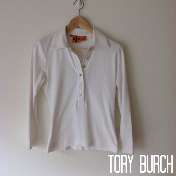 White Tory Burch Long Sleeve Polo