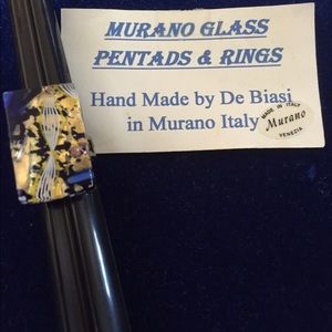 Murano Glass Ring Gold Blue