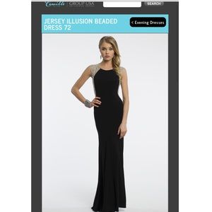 Black jersey illusion dress