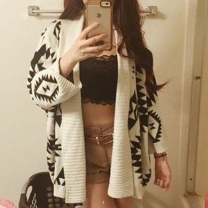 Tribal patterned knit cardigan