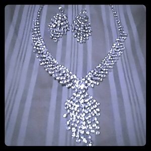 Silver necklace and matching earrings