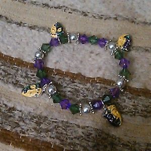 Purple, Green, and Silver Theatre Masks Bracelet