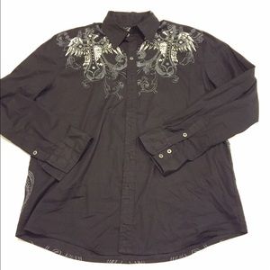 Mens Black Roar Bling Shirt