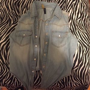 sleeveless denim shirt