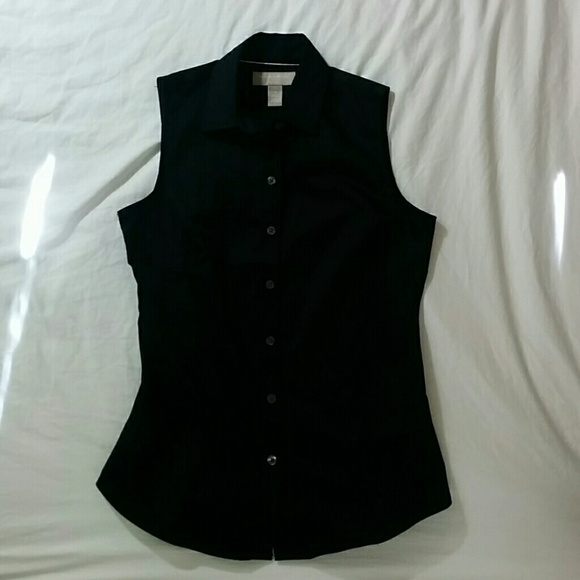 Banana Republic black button up sleeveless top