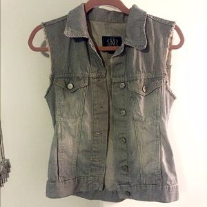 Navy & White Striped Rock & Republic Denim Vest