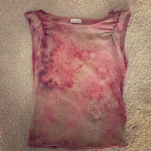 Ruffle sleeveless dressy top size M pink and beige