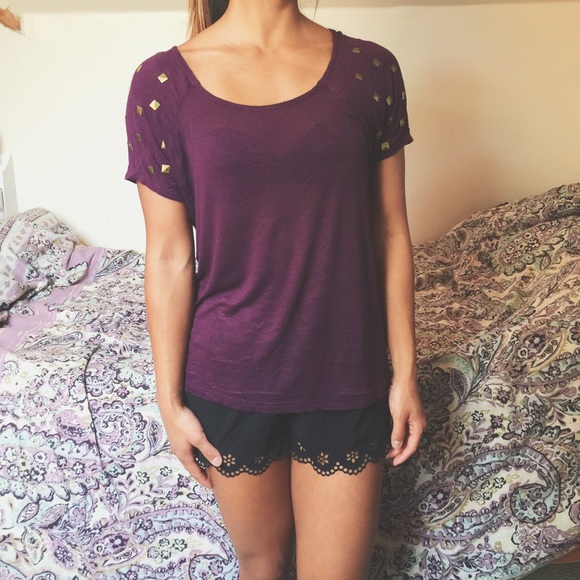 Urban Outfitters • Square studded purple shirt