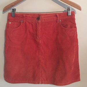 JCrew Orange Corduroy Mini Size 2