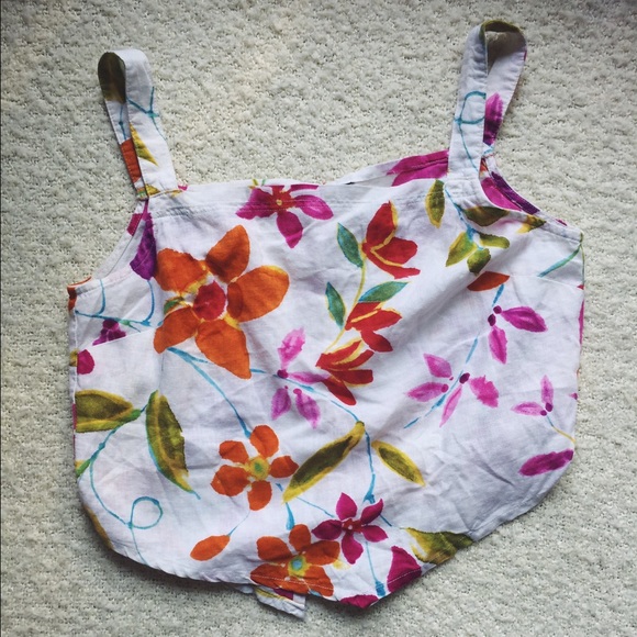 crop | button back | floral tank