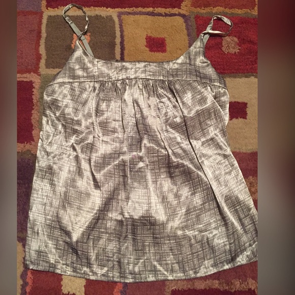 New York & Company Tops - New York & Co Silver/White Shiny Tank