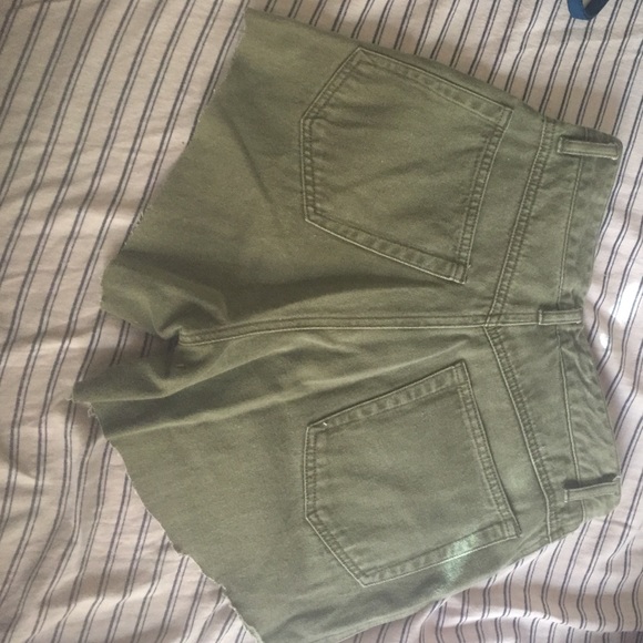 Olive Green High Waisted Shorts - Picture 2 of 2