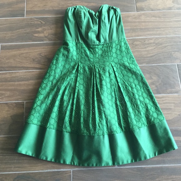 The Limited - green eyelet strapless dress