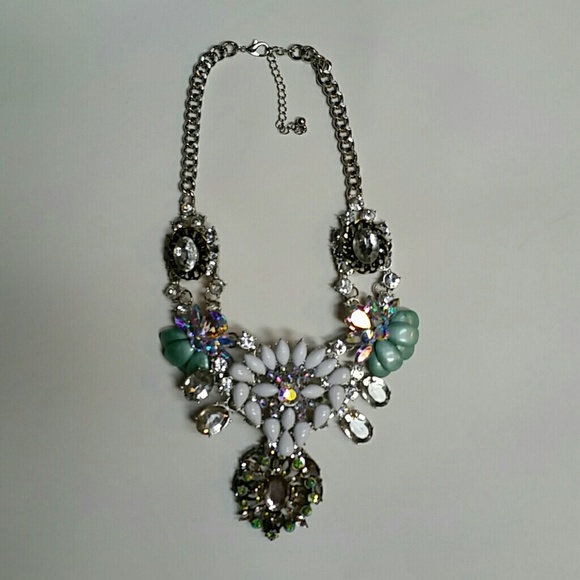 H&M Statement Necklace with Silver, Blue and White