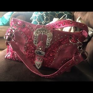 Pink rhinestone purse