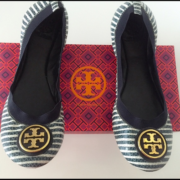 Tory Burch Shoes - SOLDNIB Tory Burch Caroline 2 Stripe Ballet Flats