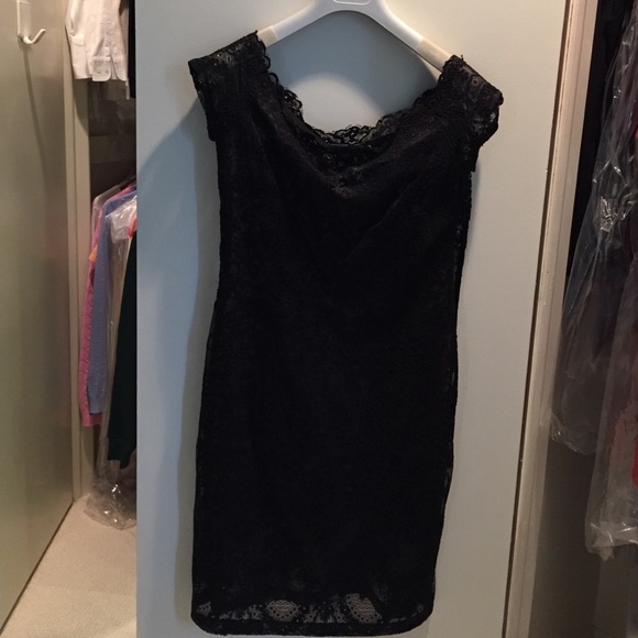 Cocktail dress see though lace. Black slip