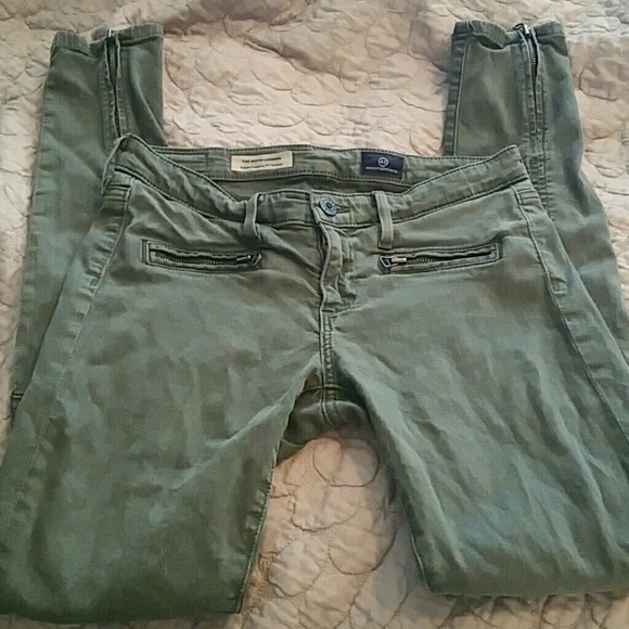 Olive moto zipper legging