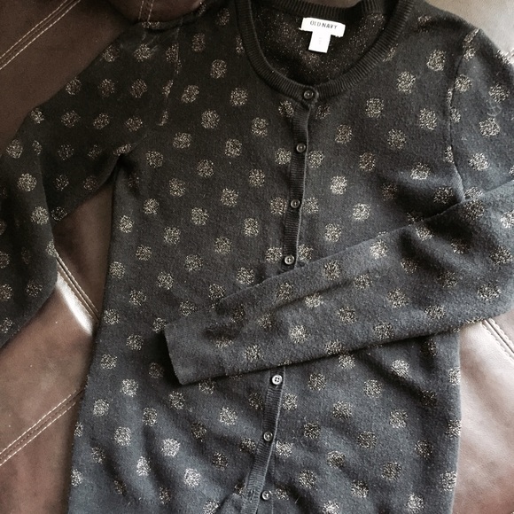 Black Metallic Polka Dot Cardigan