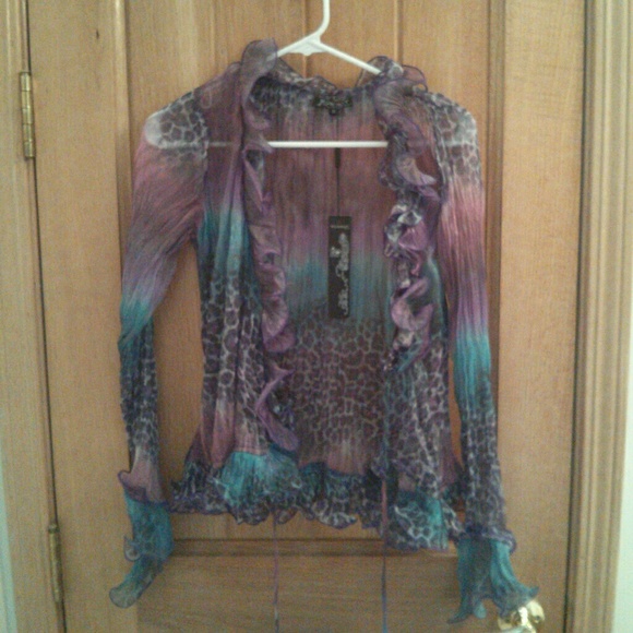 Runway  Tops - Colorful boutique sheer blouse