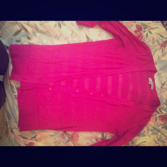 Hot pink Loft cardigan