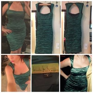 Nicole Miller Green Ruched Wiggle Dress Size 8
